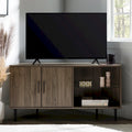 Meuble TV d'angle de 48 pouces avec portes d'armoire et étagère réglable en verre trempé