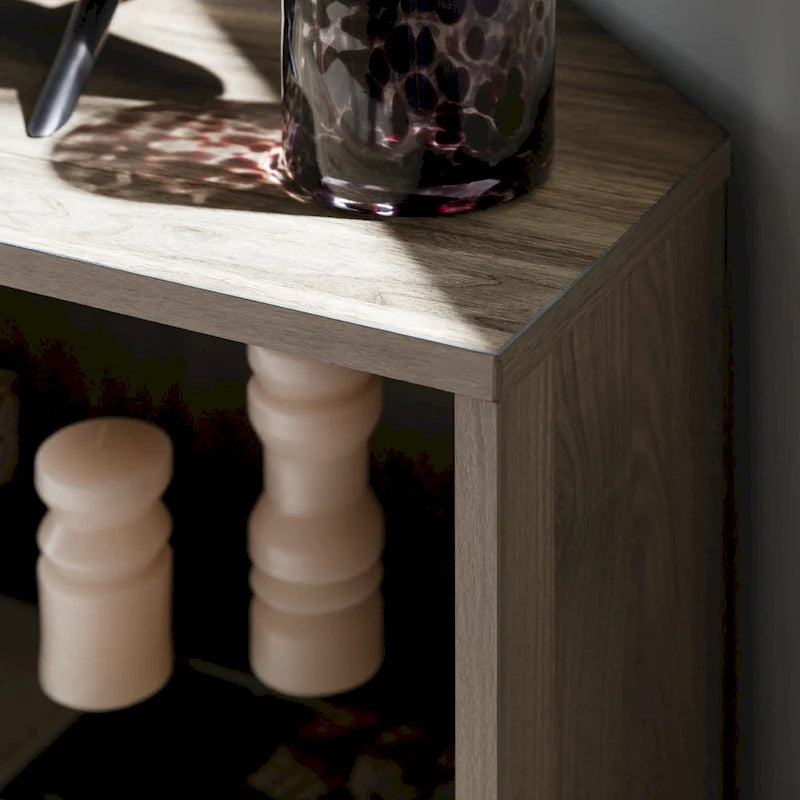 Meuble TV d'angle de 48 pouces avec portes d'armoire et étagère réglable en verre trempé