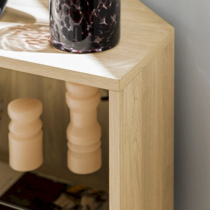 Meuble TV d'angle de 48 pouces avec portes d'armoire et étagère réglable en verre trempé