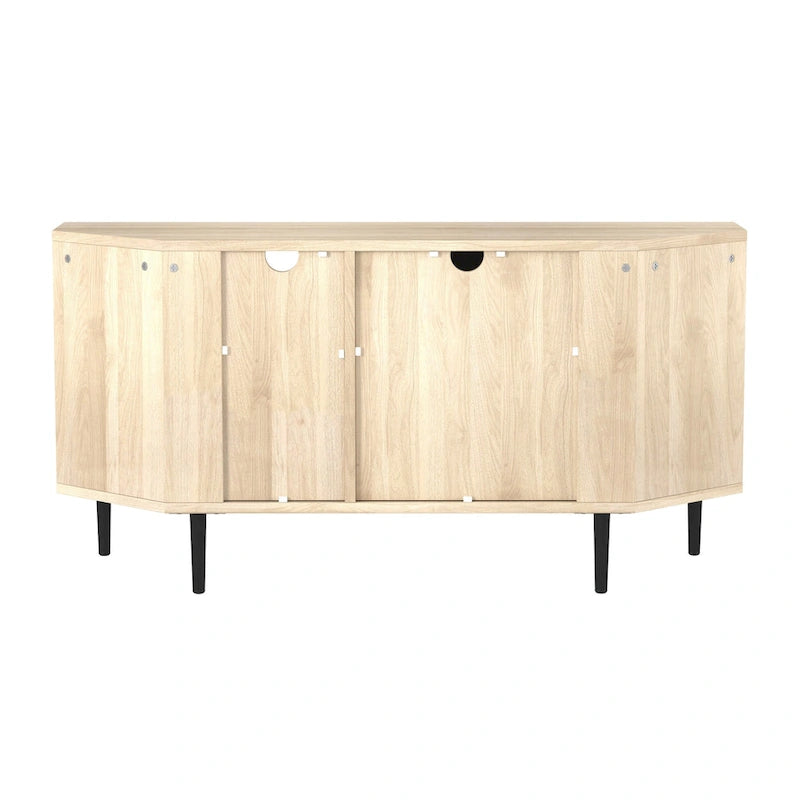 Meuble TV d'angle de 48 pouces avec portes d'armoire et étagère réglable en verre trempé