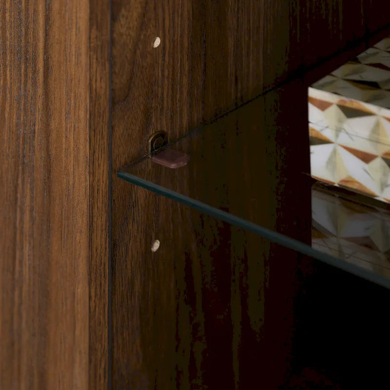 Meuble TV d'angle de 48 pouces avec portes d'armoire et étagère réglable en verre trempé