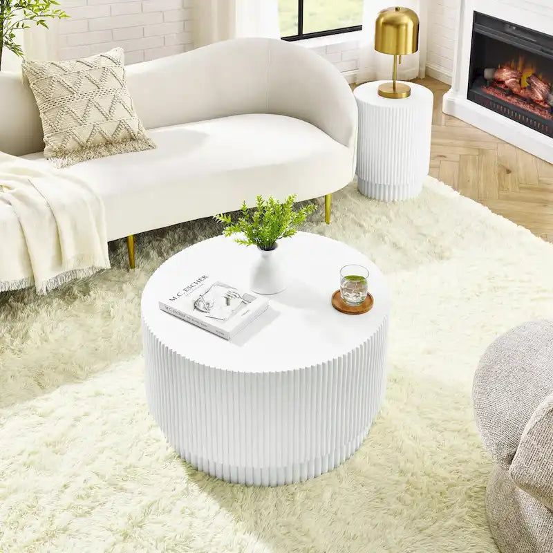 Table Basse H-Barrel de 40 cm, Style Nordique, Design Simple, Adaptée à Une Utilisation Intérieure Et Extérieure, Matériau Oxyde De Magnésium