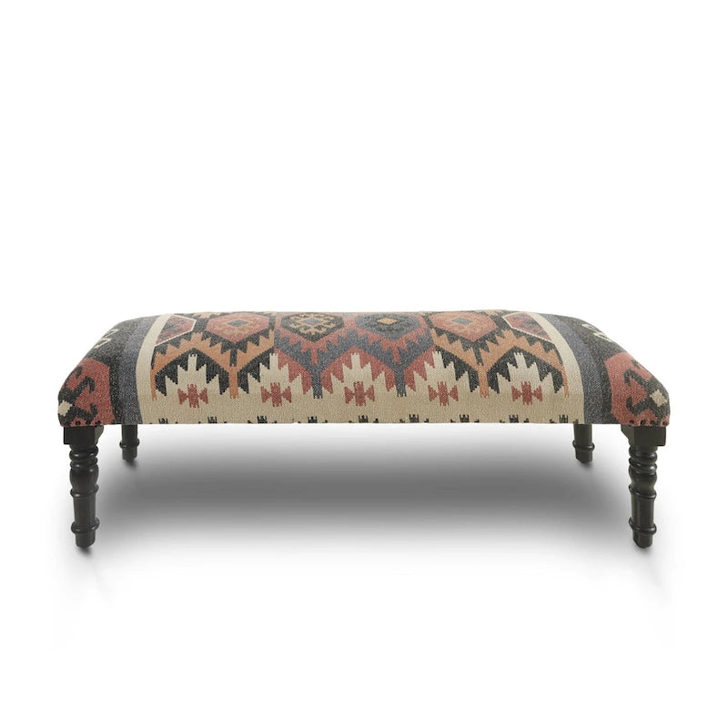 47 Multicolored Southwestern Style Rectangular Bench