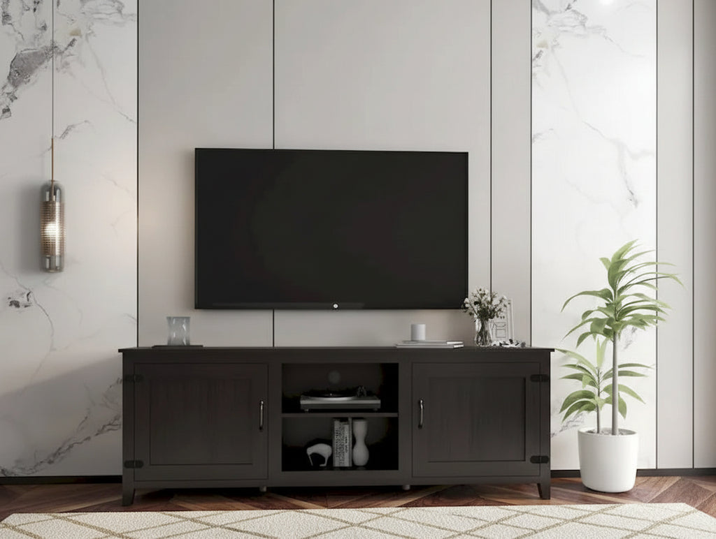 Industrial TV Stand with 2 Storage Cabinet and 4 Shelf Storage for Living Rooms Bedrooms and Playrooms