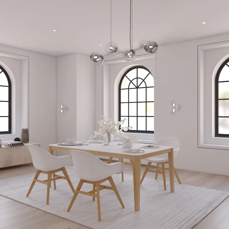 Table à manger d'intérieur moderne avec pieds en bois d'eucalyptus certifié FSC