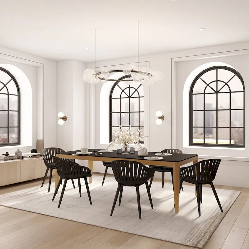 Table à manger d'intérieur moderne avec pieds en bois d'eucalyptus certifié FSC