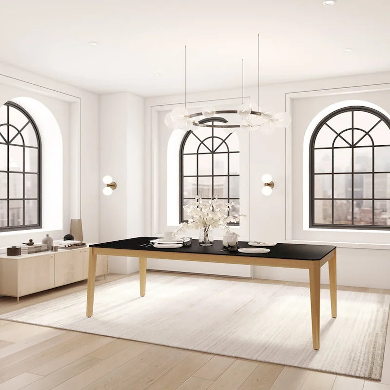 Table à manger d'intérieur moderne avec pieds en bois d'eucalyptus certifié FSC