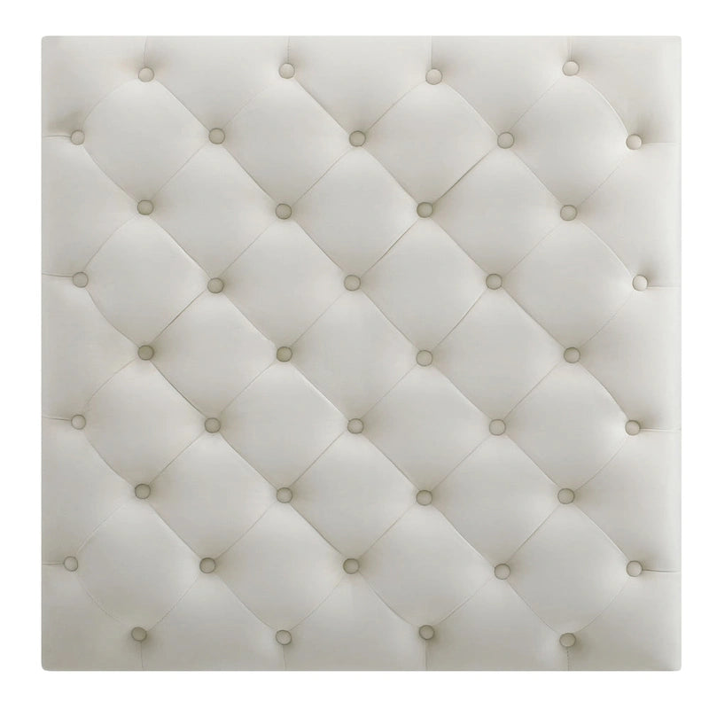 Grand pouf ottoman touffeté en velours – Repose-pieds moelleux et table basse pour salon