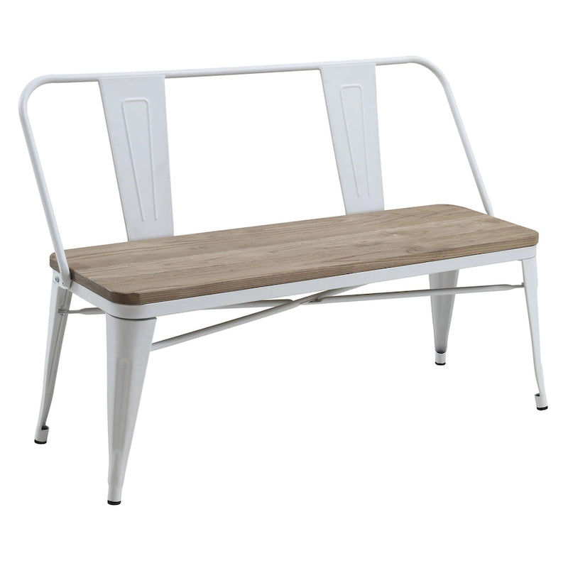 Banc de salle à manger industriel en métal de 119 cm avec dossier