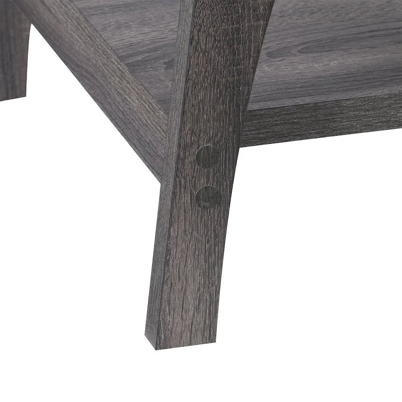 Table basse gris foncé avec étagère de rangement pleine largeur – Style Mid-Century Modern