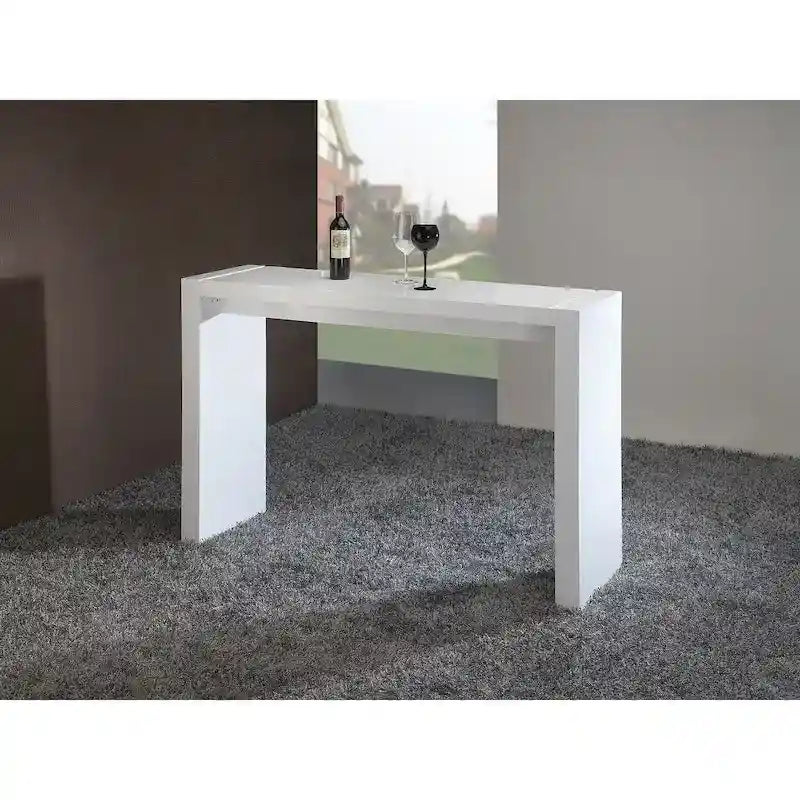 Table de bar de salle à manger en MDF laqué – Table de cuisine hauteur comptoir avec finition brillante, style minimaliste moderne