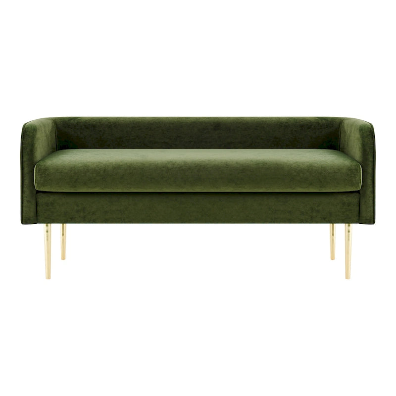 Banc de chambre tapissé de velours avec cadre en bois massif