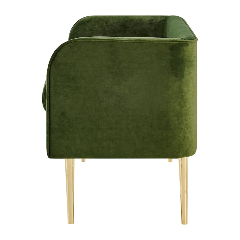 Banc de chambre tapissé de velours avec cadre en bois massif