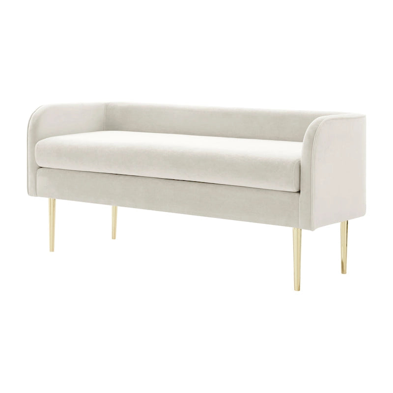 Banc de chambre tapissé de velours avec cadre en bois massif
