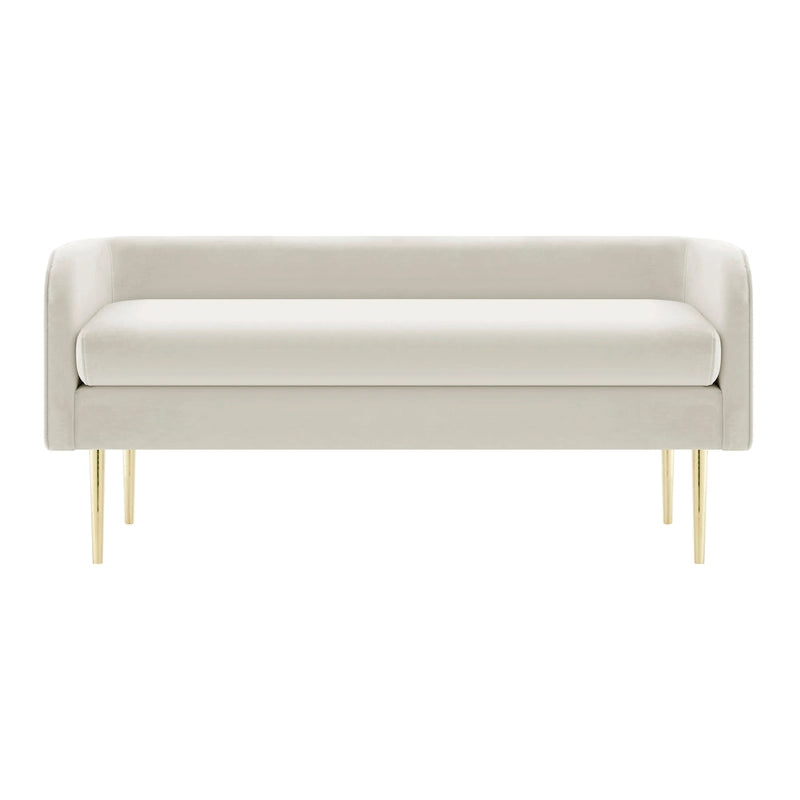 Banc de chambre tapissé de velours avec cadre en bois massif