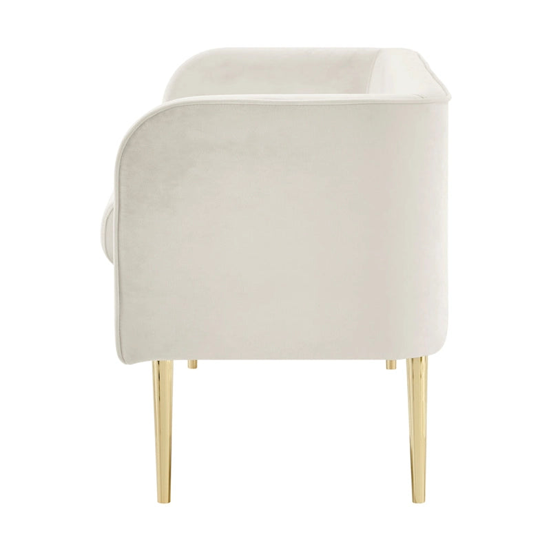 Banc de chambre tapissé de velours avec cadre en bois massif