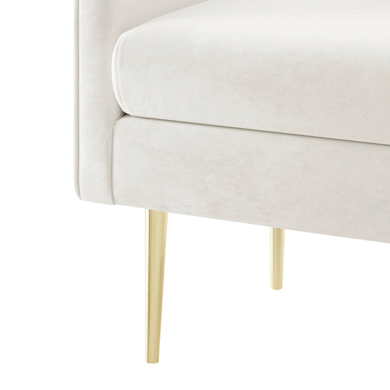 Banc de chambre tapissé de velours avec cadre en bois massif