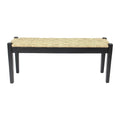 Banc d'intérieur tissé en jonc de mer naturel de 117 cm avec pieds en bois massif – Style ferme côtière