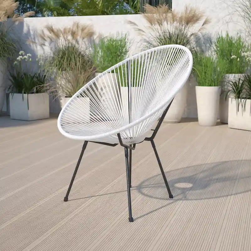 Fauteuil bas Papasan en rotin et élastique – Capacité de 200 kg, chaise d'appoint intérieur/extérieur