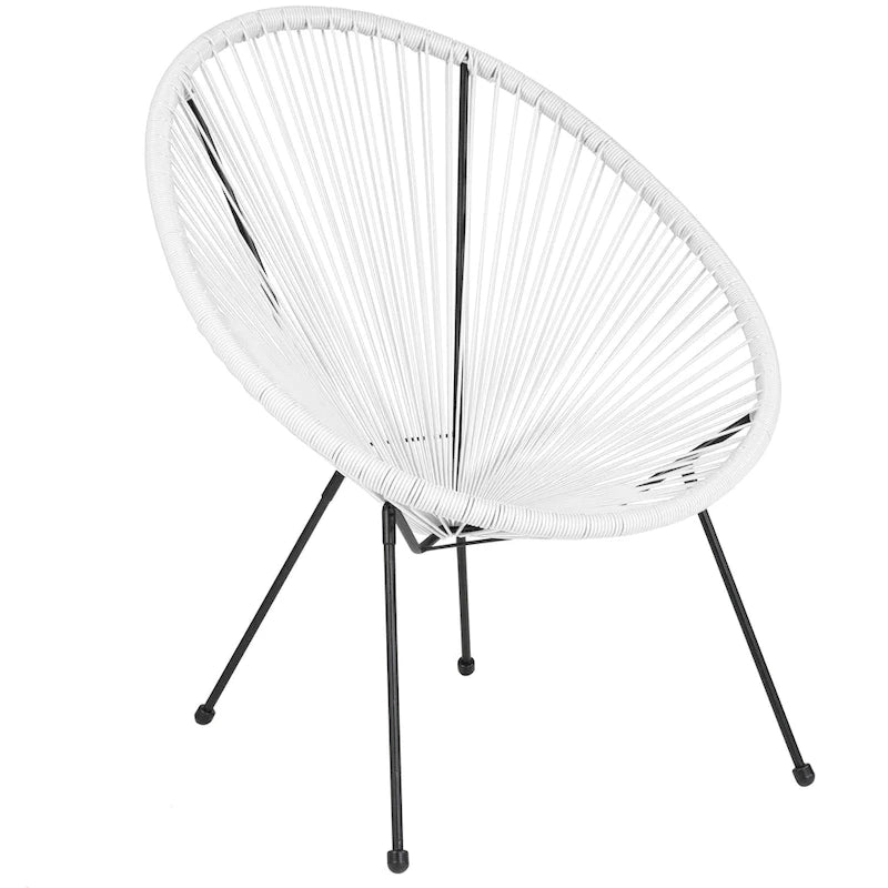 Fauteuil bas Papasan en rotin et élastique – Capacité de 200 kg, chaise d'appoint intérieur/extérieur