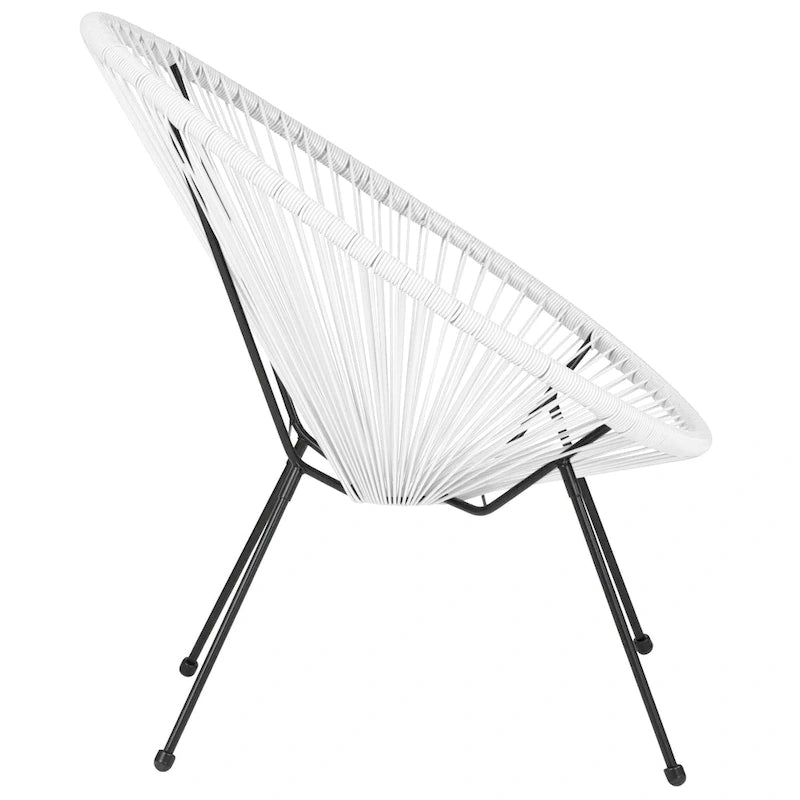 Fauteuil bas Papasan en rotin et élastique – Capacité de 200 kg, chaise d'appoint intérieur/extérieur