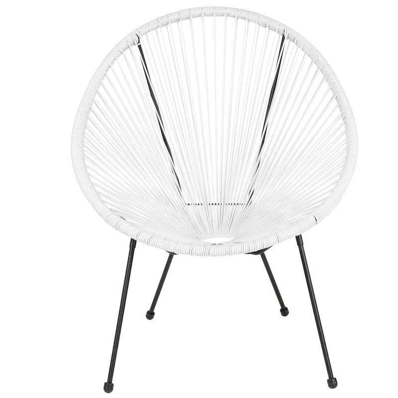 Fauteuil bas Papasan en rotin et élastique – Capacité de 200 kg, chaise d'appoint intérieur/extérieur