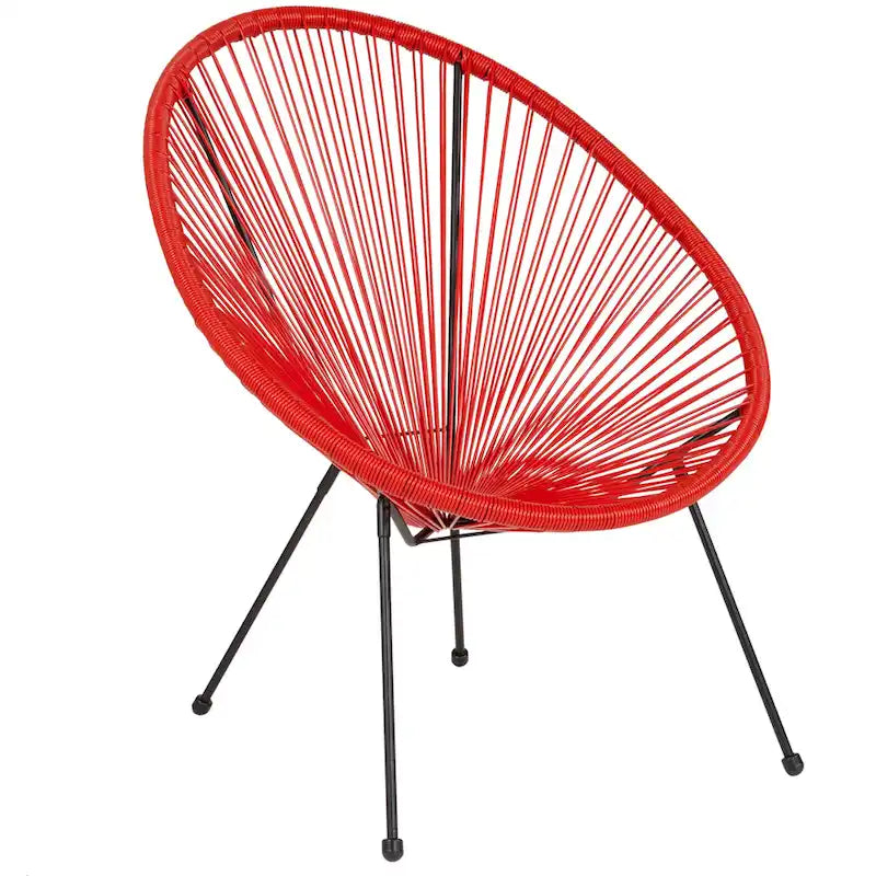 Fauteuil bas Papasan en rotin et élastique – Capacité de 200 kg, chaise d'appoint intérieur/extérieur
