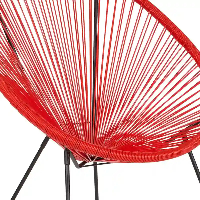 Fauteuil bas Papasan en rotin et élastique – Capacité de 200 kg, chaise d'appoint intérieur/extérieur