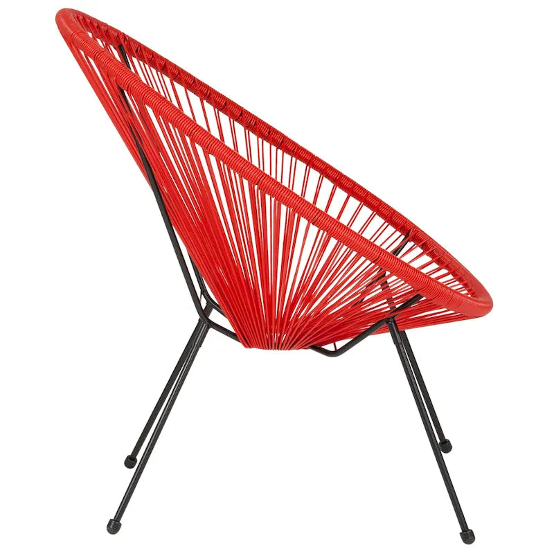 Fauteuil bas Papasan en rotin et élastique – Capacité de 200 kg, chaise d'appoint intérieur/extérieur
