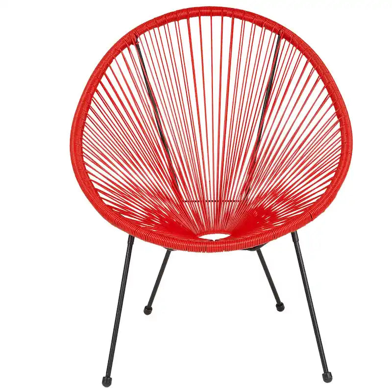 Fauteuil bas Papasan en rotin et élastique – Capacité de 200 kg, chaise d'appoint intérieur/extérieur