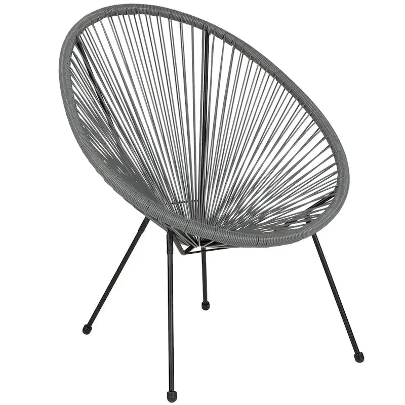 Fauteuil bas Papasan en rotin et élastique – Capacité de 200 kg, chaise d'appoint intérieur/extérieur