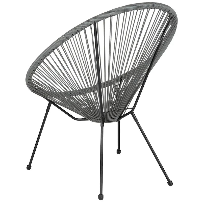 Fauteuil bas Papasan en rotin et élastique – Capacité de 200 kg, chaise d'appoint intérieur/extérieur