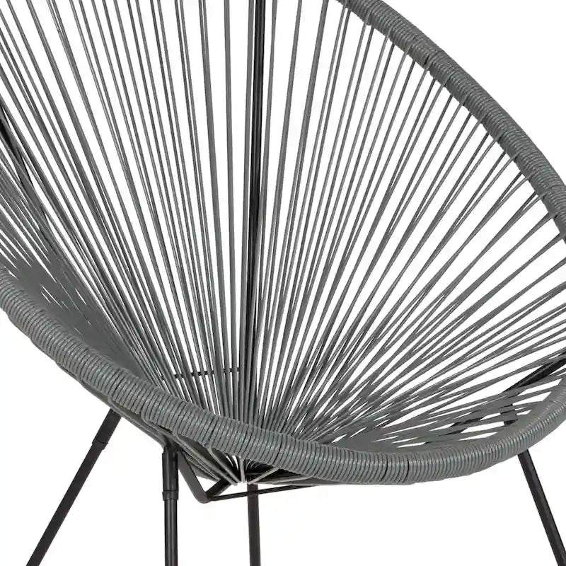 Fauteuil bas Papasan en rotin et élastique – Capacité de 200 kg, chaise d'appoint intérieur/extérieur