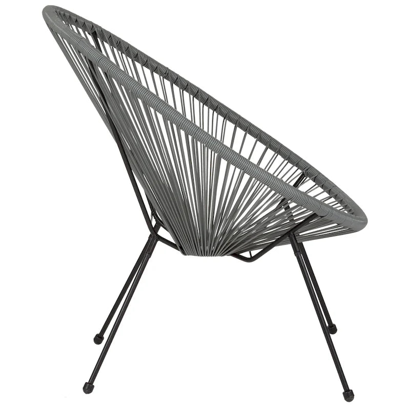 Fauteuil bas Papasan en rotin et élastique – Capacité de 200 kg, chaise d'appoint intérieur/extérieur