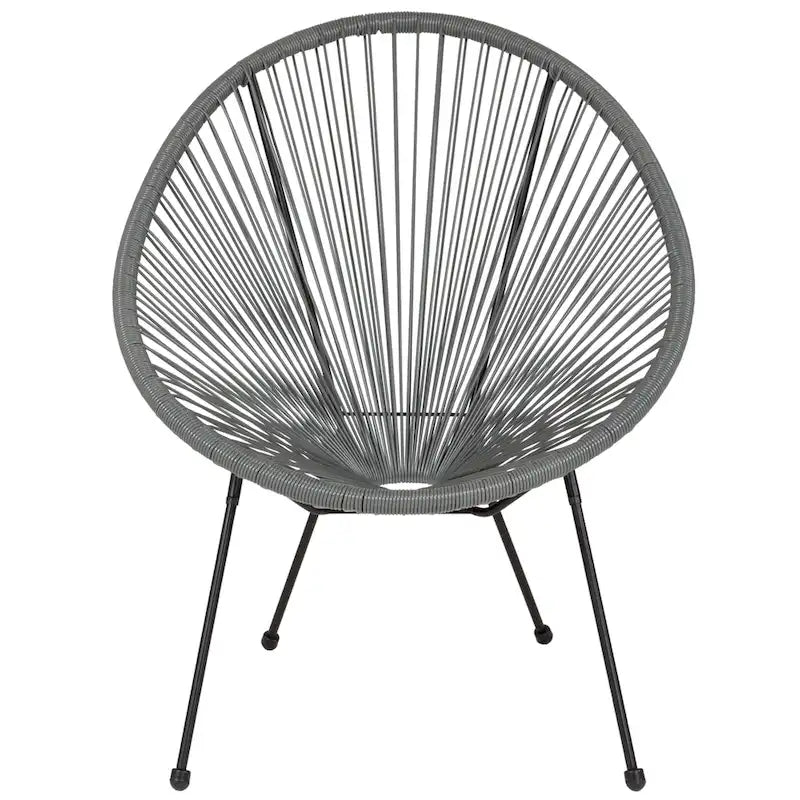 Fauteuil bas Papasan en rotin et élastique – Capacité de 200 kg, chaise d'appoint intérieur/extérieur