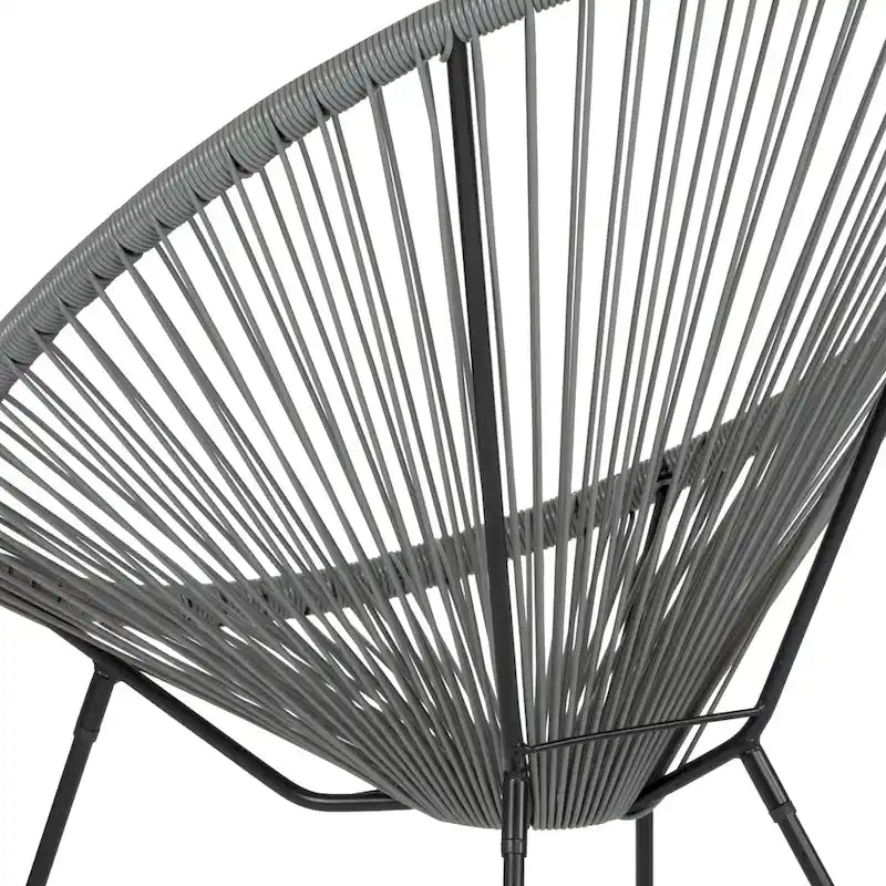 Fauteuil bas Papasan en rotin et élastique – Capacité de 200 kg, chaise d'appoint intérieur/extérieur