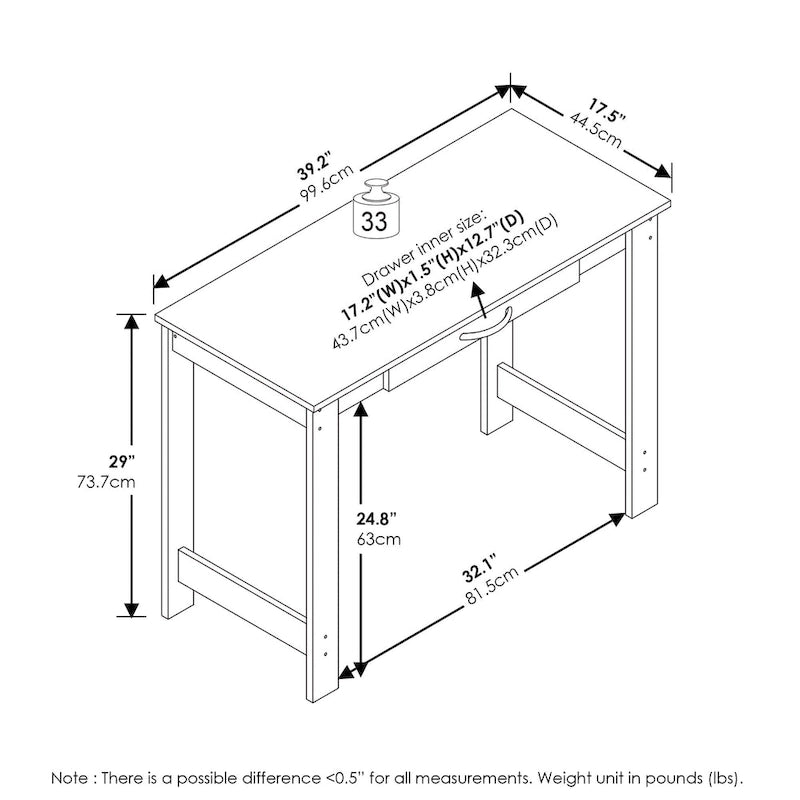 Bureau blanc avec tiroir de rangement – Bureau d'ordinateur moderne et compact pour la maison ou le bureau