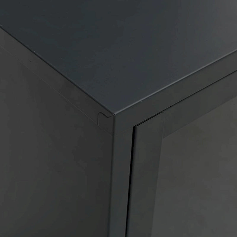 Meuble TV Cadre en acier noir Portes en verre trempé Étagère réglable 105 x 35 x 52 cm