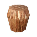 21.5 Inch Faceted Handcrafted Mango Wood Side End Table with Octagonal Top, Natural Brown - 16L x 16W x 21.5H