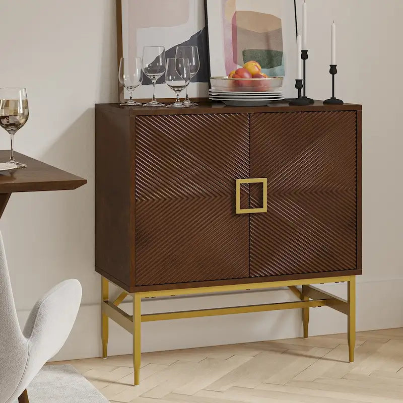 Meuble d'appoint moderne à 2 portes de 86 cm de hauteur avec étagères réglables
