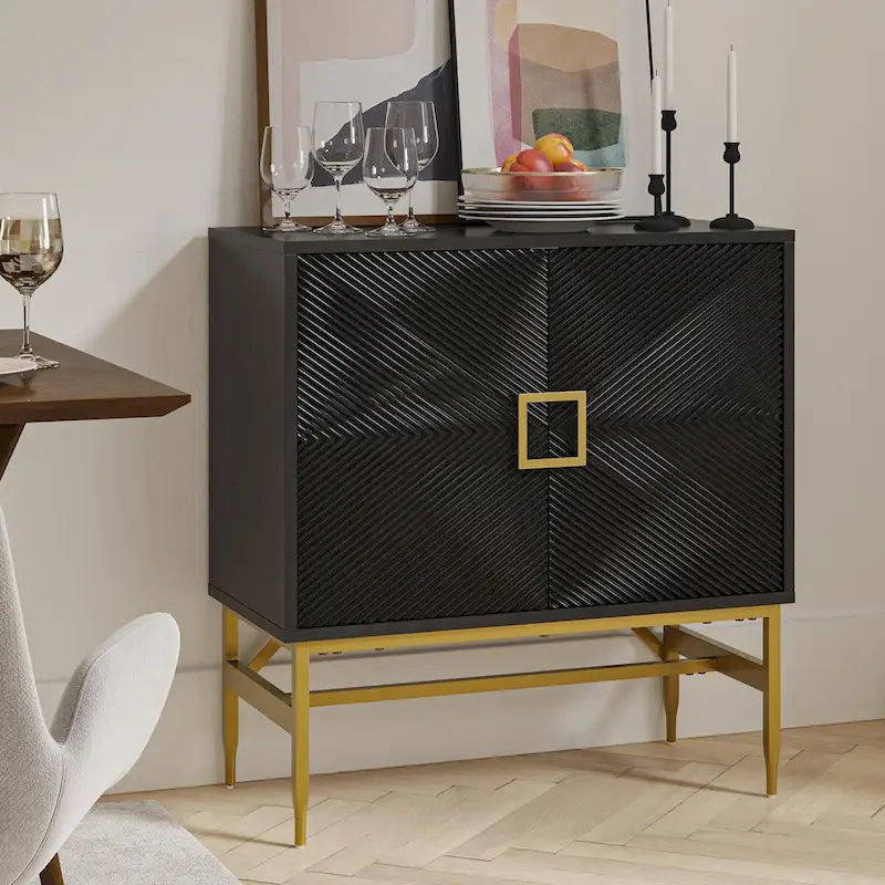 Meuble d'appoint moderne à 2 portes de 86 cm de hauteur avec étagères réglables