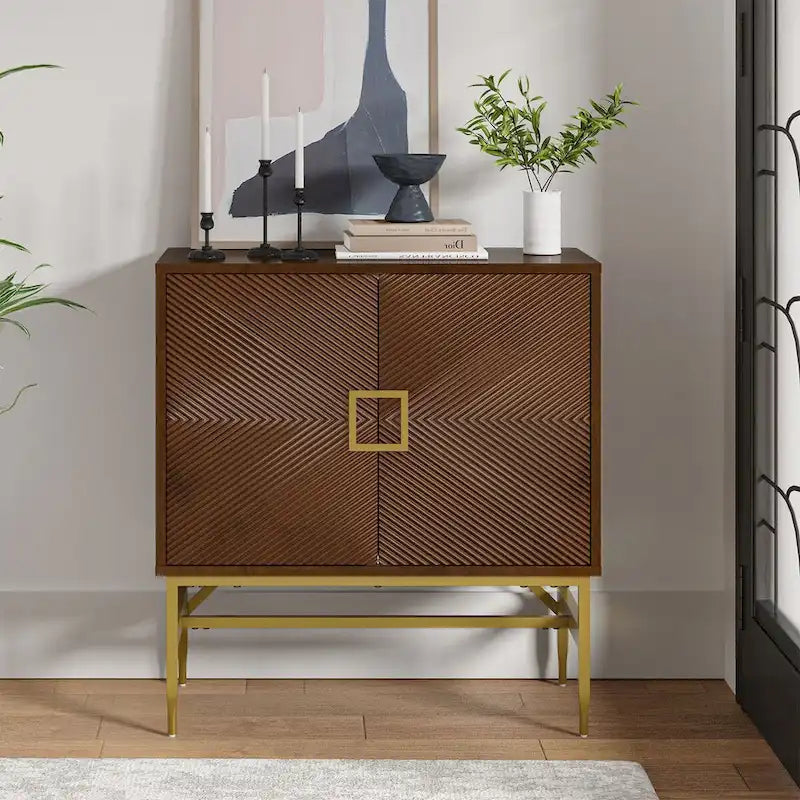 Meuble d'appoint moderne à 2 portes de 86 cm de hauteur avec étagères réglables