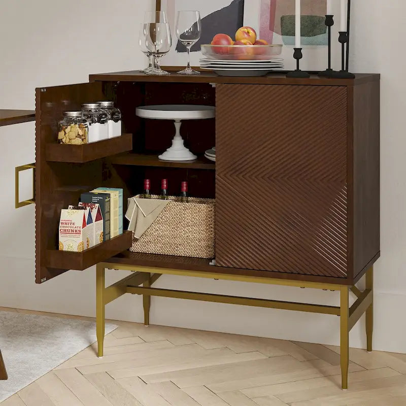Meuble d'appoint moderne à 2 portes de 86 cm de hauteur avec étagères réglables