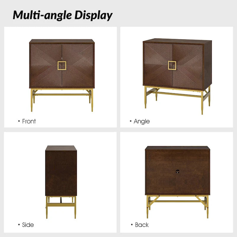 Meuble d'appoint moderne à 2 portes de 86 cm de hauteur avec étagères réglables