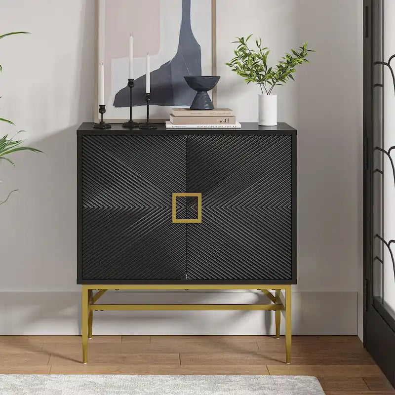 Meuble d'appoint moderne à 2 portes de 86 cm de hauteur avec étagères réglables