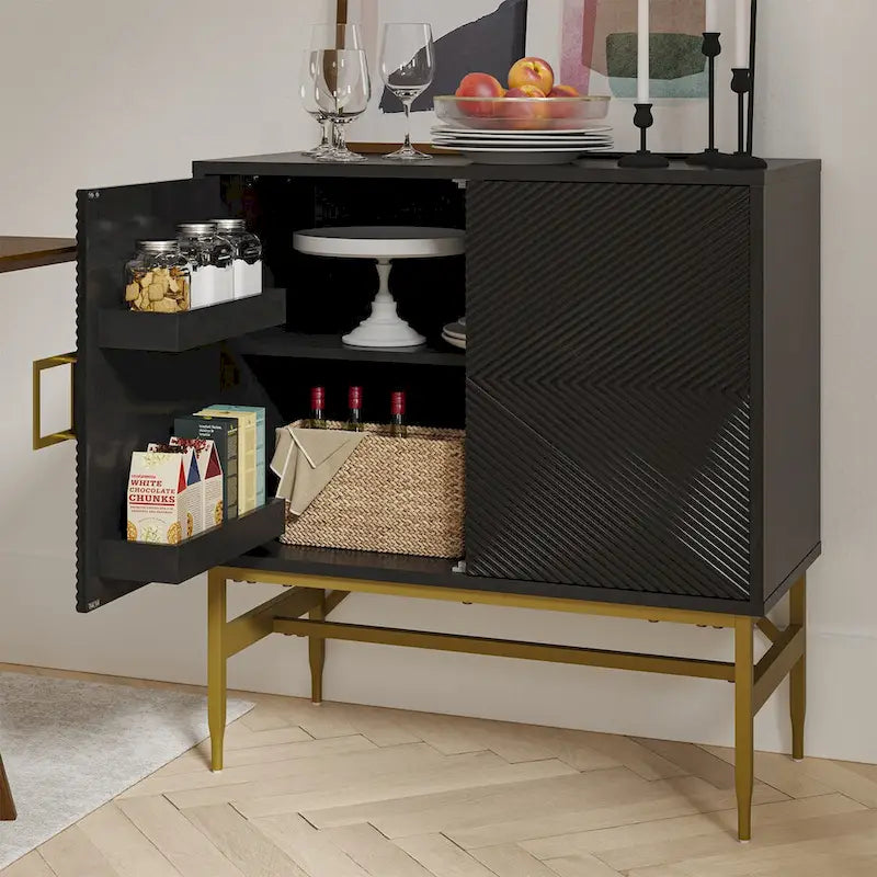 Meuble d'appoint moderne à 2 portes de 86 cm de hauteur avec étagères réglables
