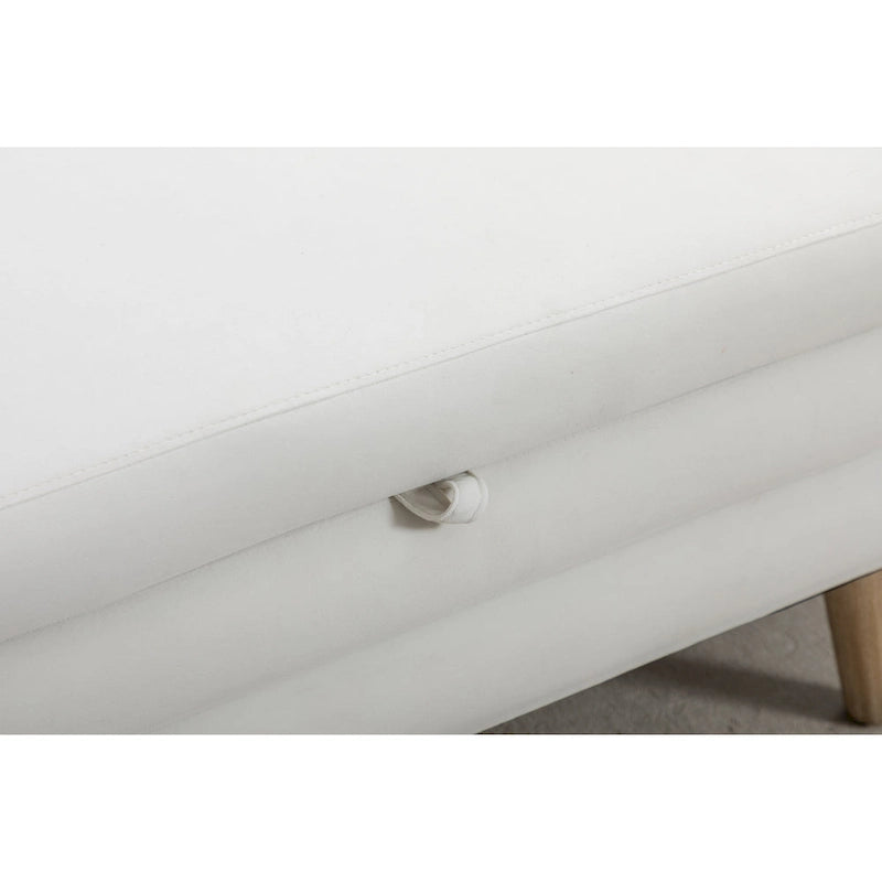 Banc de rangement capitonné avec pieds en bois massif – Banquette de chambre bout de lit capitonnée avec compartiment de rangement dissimulé