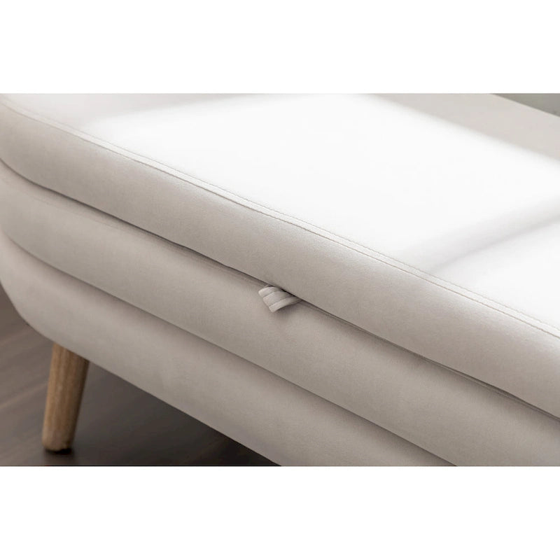 Banc de rangement capitonné avec pieds en bois massif – Banquette de chambre bout de lit capitonnée avec compartiment de rangement dissimulé