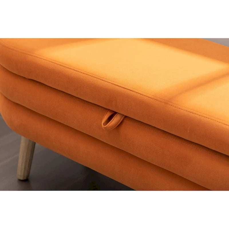 Banc de rangement capitonné avec pieds en bois massif – Banquette de chambre bout de lit capitonnée avec compartiment de rangement dissimulé