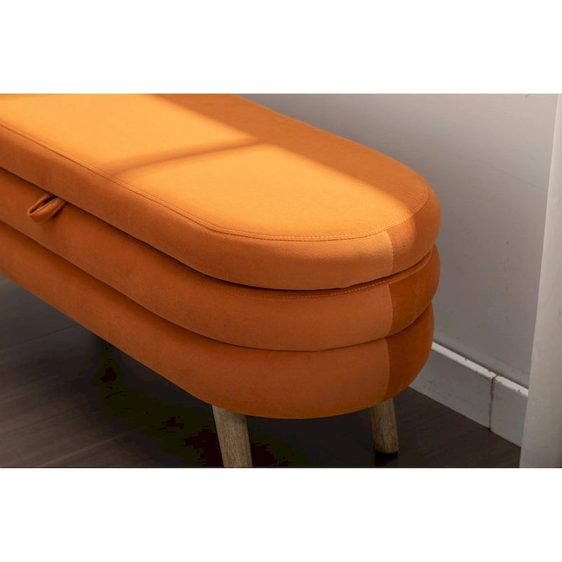 Banc de rangement capitonné avec pieds en bois massif – Banquette de chambre bout de lit capitonnée avec compartiment de rangement dissimulé